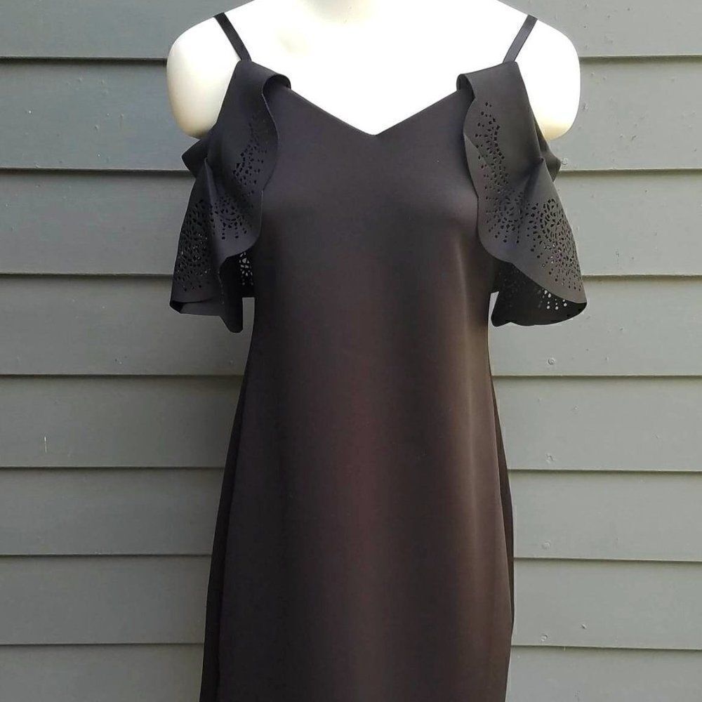 NWT Saks Fifth Avenue Black Dress with Cut Out Sleeves Size Large